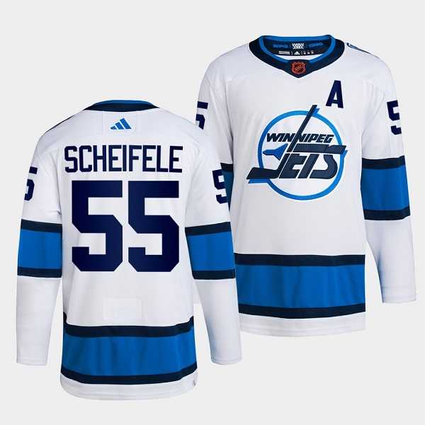 Mens Winnipeg Jets #55 Mark Scheifele White 2022 Reverse Retro Stitched Jersey Dzhi->winnipeg jets->NHL Jersey